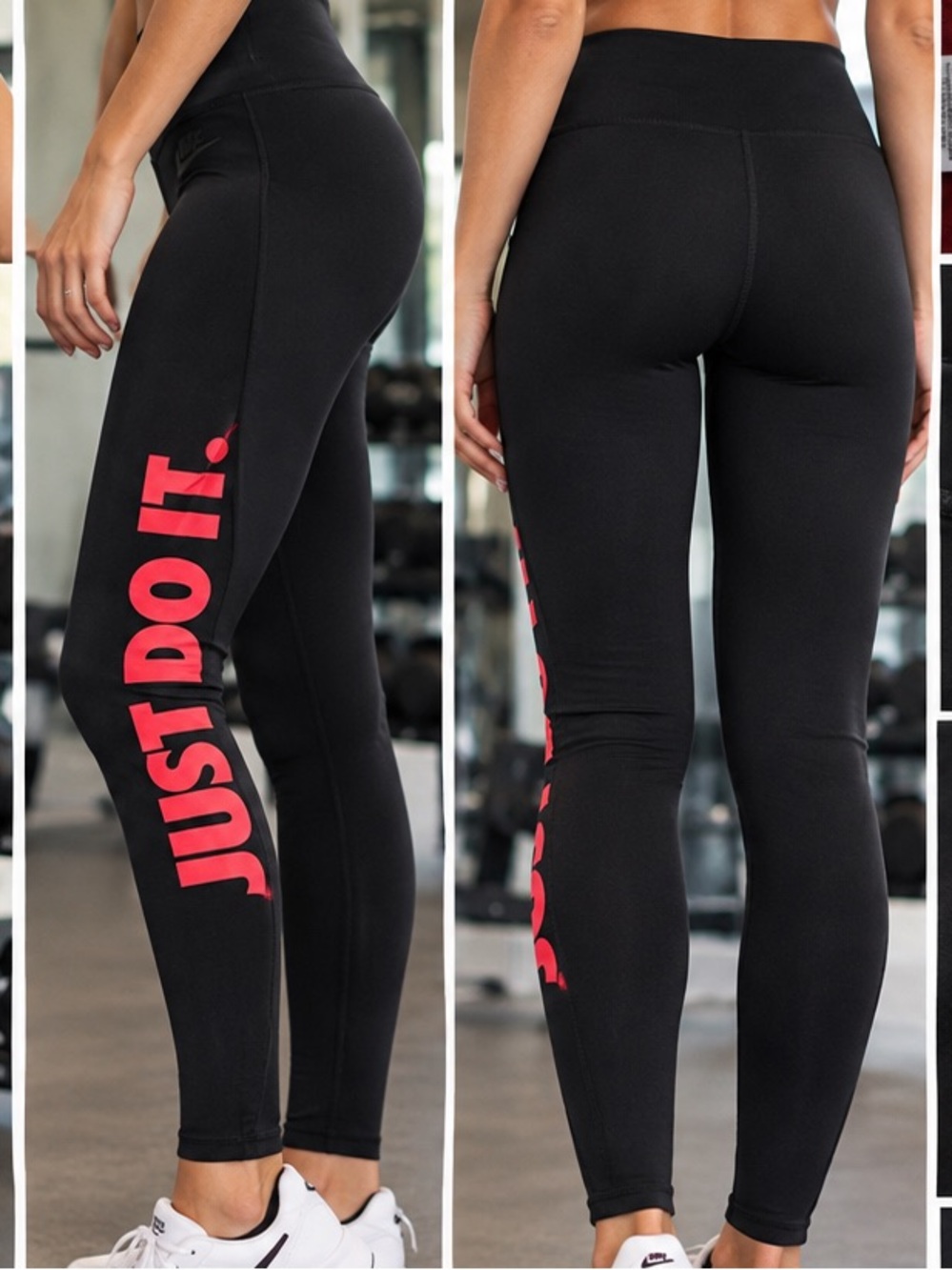 NIKE ❤️ Just Do It! Black & Red Leggings – Women’s Size Med
